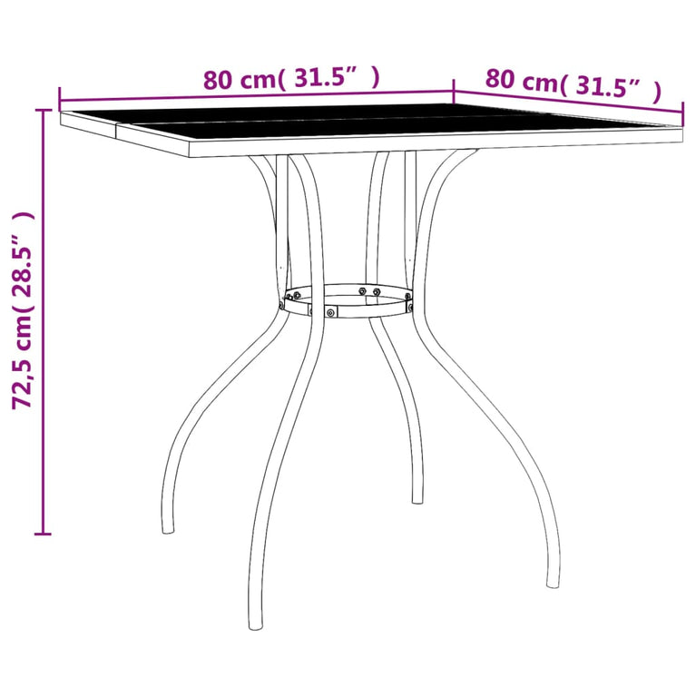 Tuintafel 80x80x72,5 cm staal gaas antracietkleurig MeubelReus