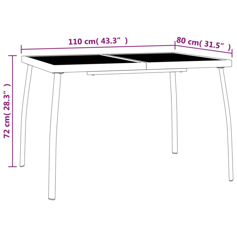 Tuintafel 110x80x72 cm staalgaas antracietkleurig MeubelReus