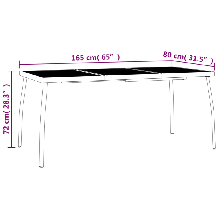 Tuintafel 165x80x72 cm staalgaas antracietkleurig MeubelReus