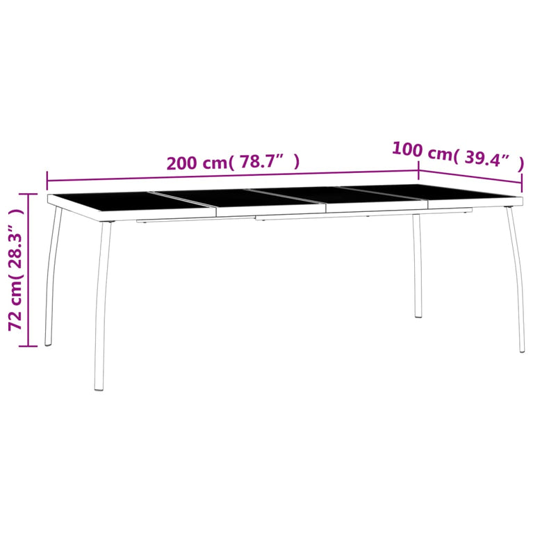 Tuintafel 200x100x72 cm staalgaas antracietkleurig MeubelReus