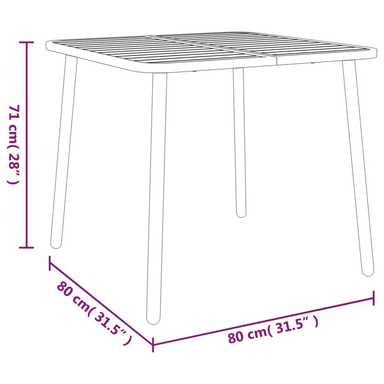 Tuintafel 80x80x71 cm staal antracietkleurig MeubelReus