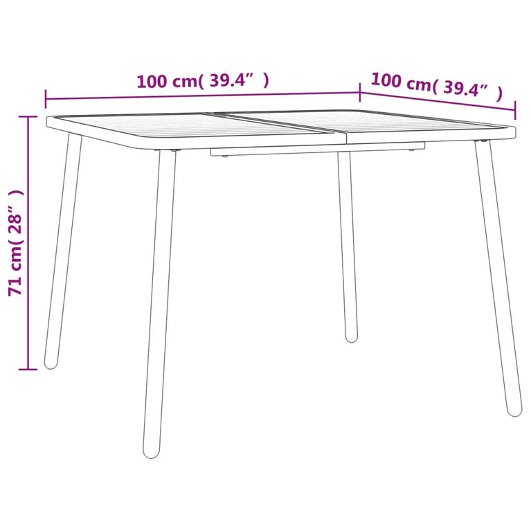 Tuintafel 100x100x71 cm staal antracietkleurig MeubelReus