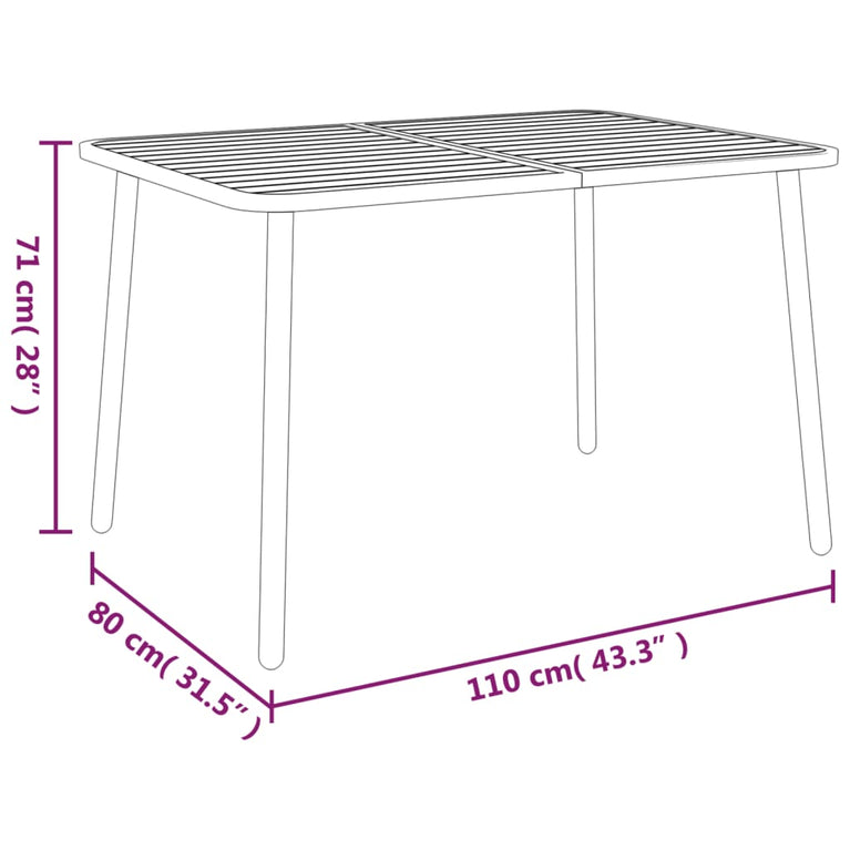 Tuintafel 110x80x71 cm staal antracietkleurig MeubelReus
