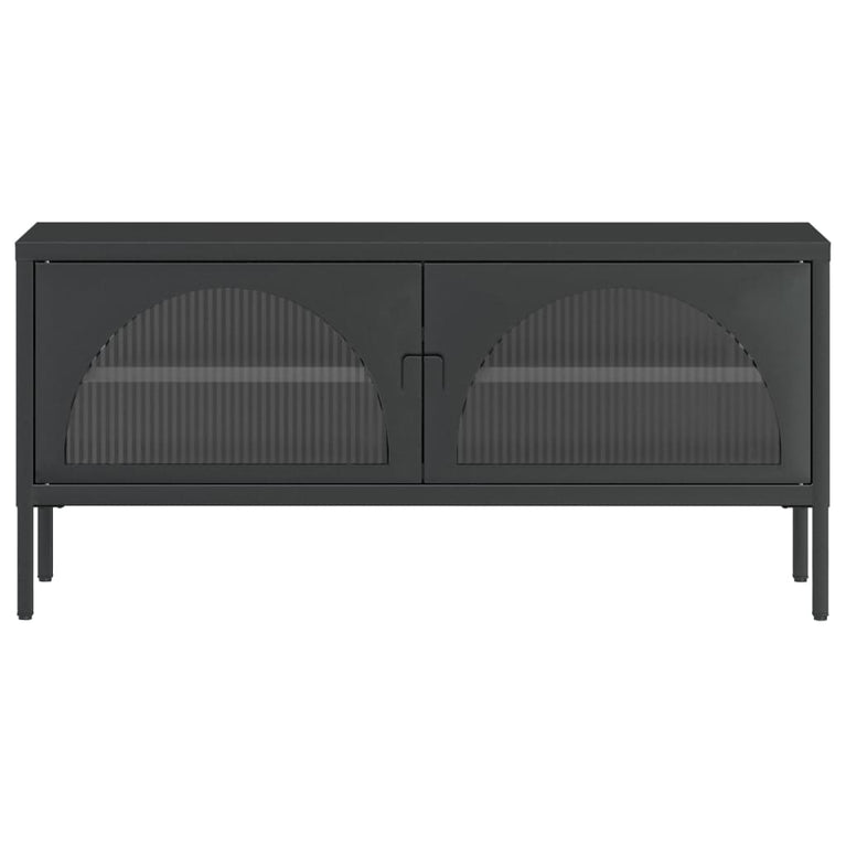 Tv-meubel 105x35x50 cm glas en staal zwart MeubelReus