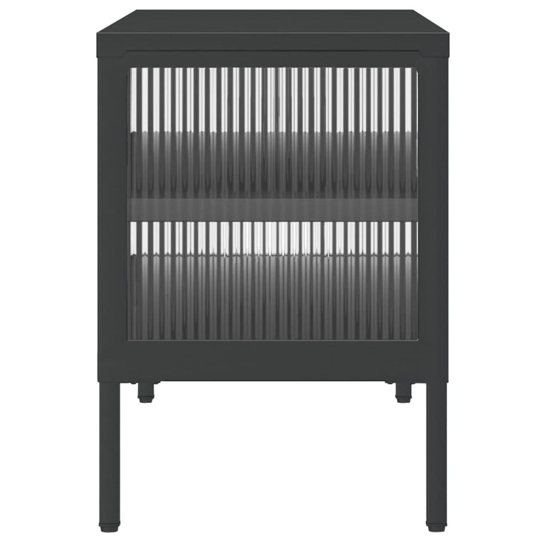 Tv-meubel 105x35x50 cm glas en staal zwart MeubelReus