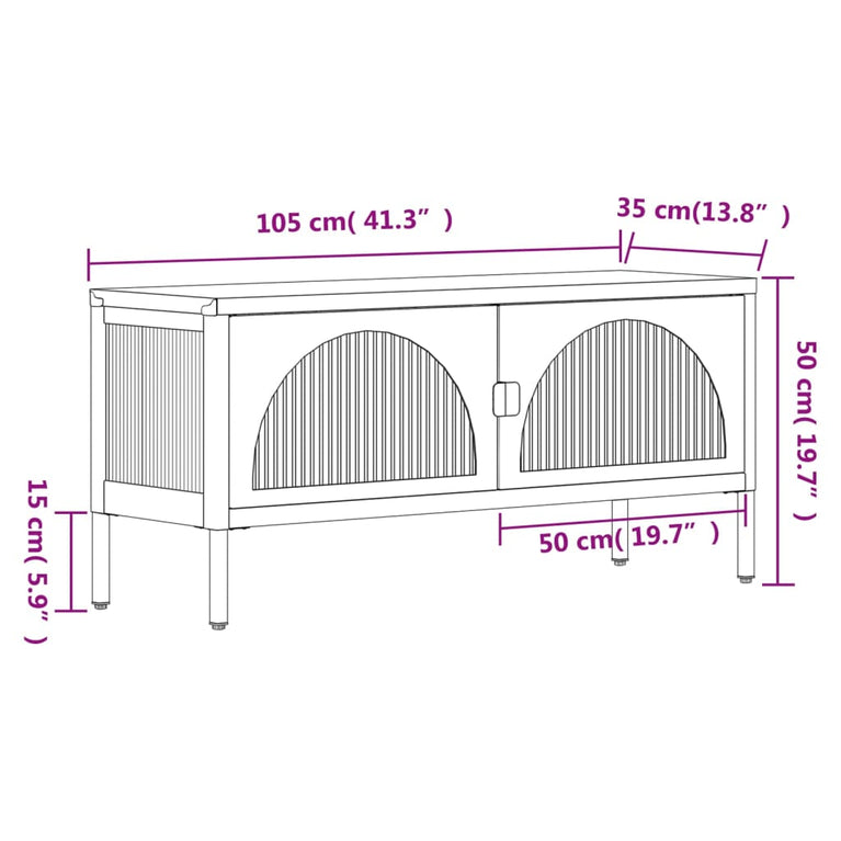 Tv-meubel 105x35x50 cm glas en staal zwart MeubelReus