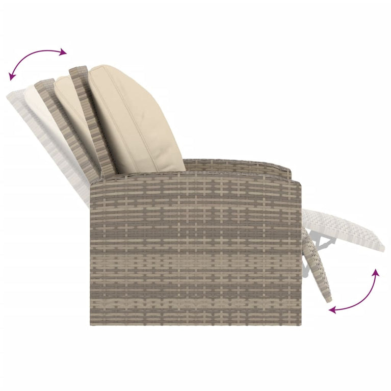 Tuinstoel verstelbaar met kussens poly rattan lichtbruin MeubelReus