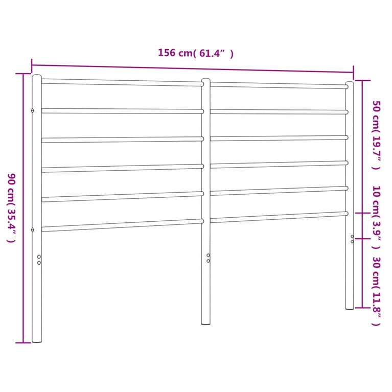 Hoofdbord metaal zwart 150 cm
