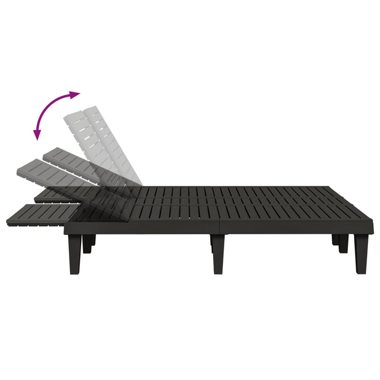 Ligbed tweepersoons 155x138x83 cm polypropeen zwart MeubelReus