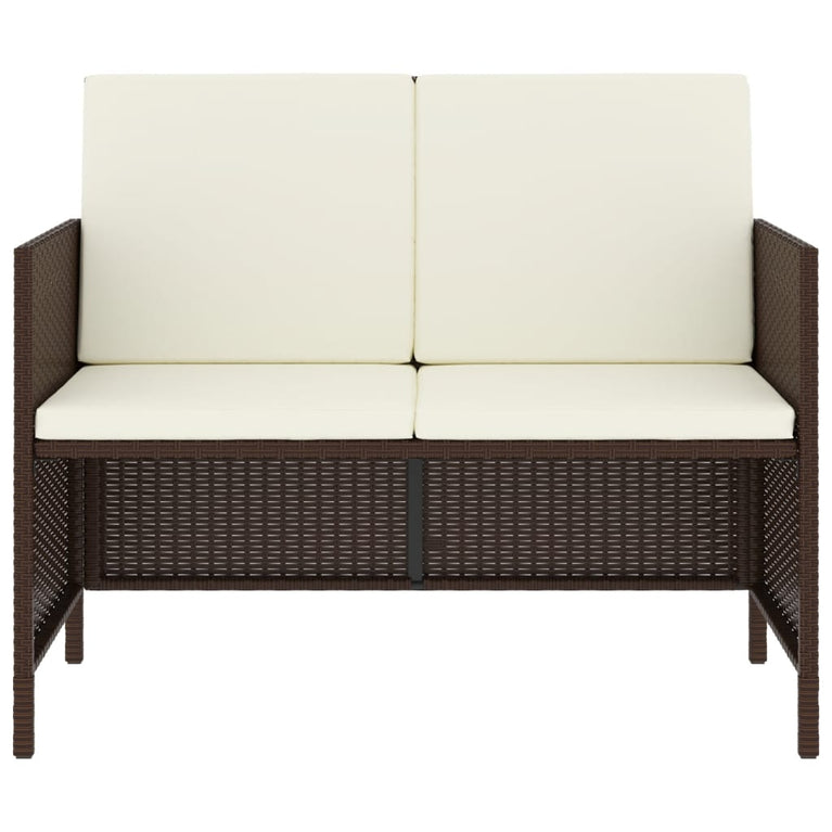 6-delige Tuinset met kussens poly rattan bruin