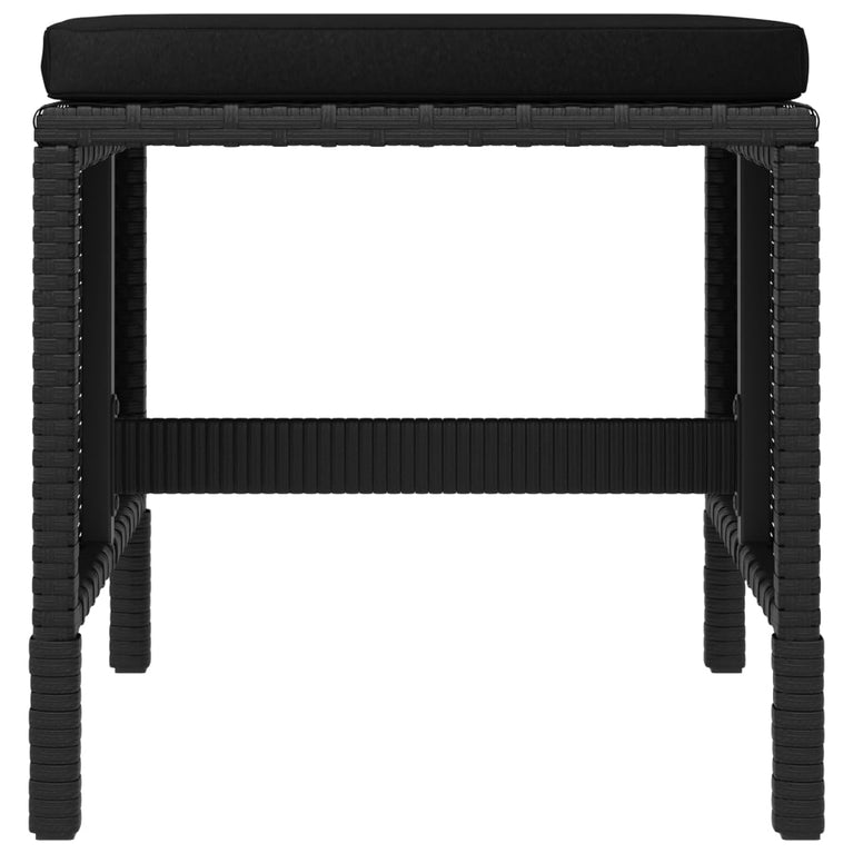 6-delige Tuinset met kussens poly rattan zwart