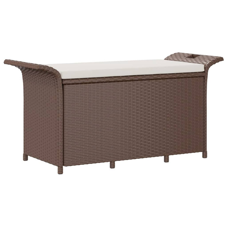 Tuinbank met kussen 116x46x57 cm poly rattan bruin MeubelReus