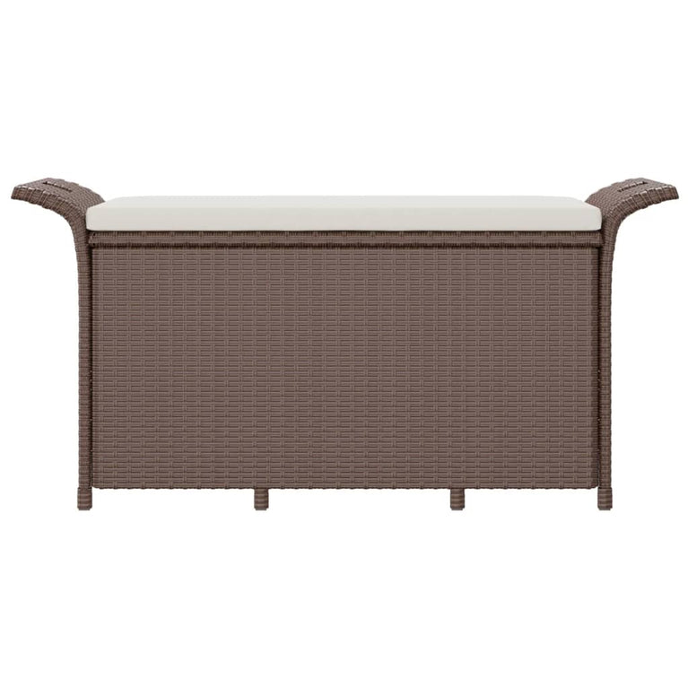 Tuinbank met kussen 116x46x57 cm poly rattan bruin MeubelReus