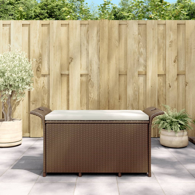 Tuinbank met kussen 116x46x57 cm poly rattan bruin MeubelReus