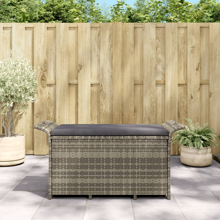 Tuinbank met kussen 116x46x57 cm poly rattan grijs MeubelReus