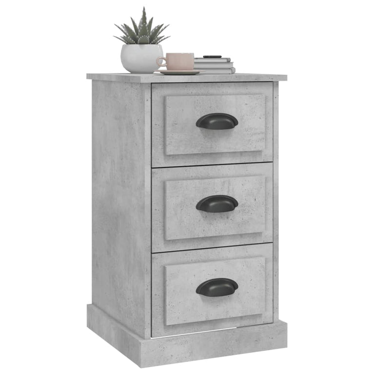 Nachtkastje 39x39x67 cm bewerkt hout betongrijs MeubelReus