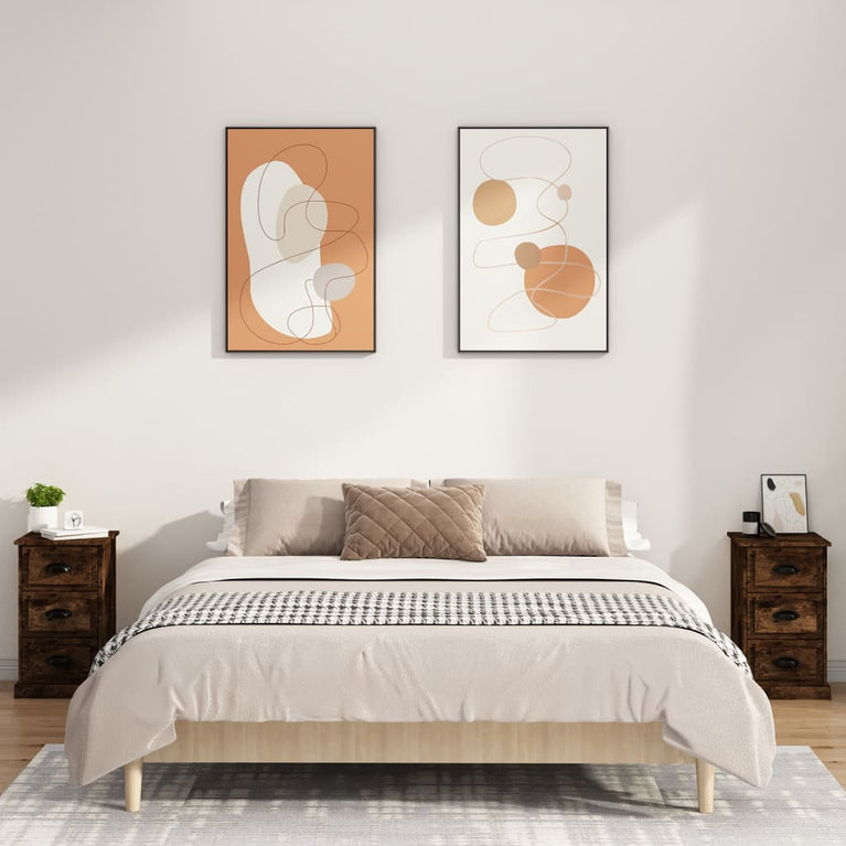 Nachtkastje 39x39x67 cm bewerkt hout gerookt eikenkleurig MeubelReus