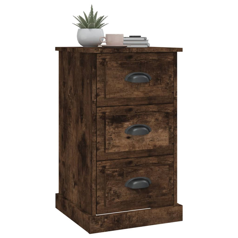 Nachtkastje 39x39x67 cm bewerkt hout gerookt eikenkleurig MeubelReus