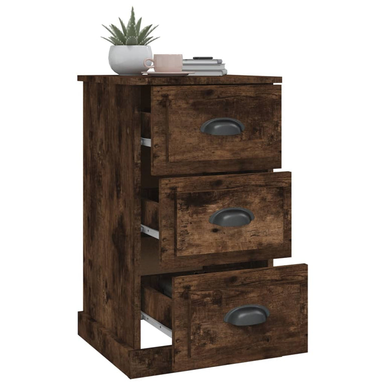Nachtkastje 39x39x67 cm bewerkt hout gerookt eikenkleurig MeubelReus