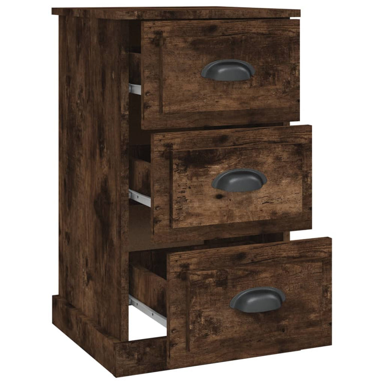Nachtkastje 39x39x67 cm bewerkt hout gerookt eikenkleurig MeubelReus