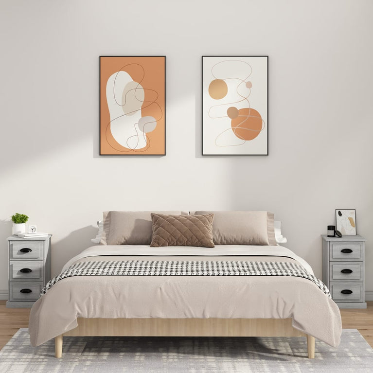 Nachtkastje 39x39x67 cm bewerkt hout grijs sonoma eikenkleurig MeubelReus