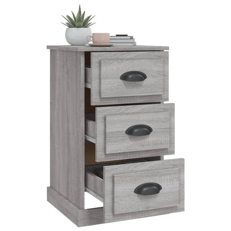 Nachtkastje 39x39x67 cm bewerkt hout grijs sonoma eikenkleurig MeubelReus