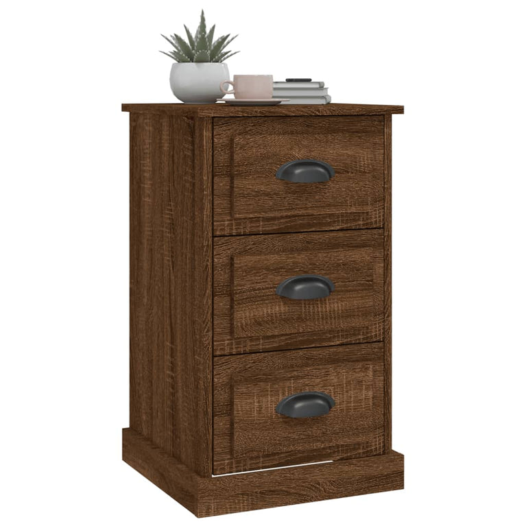 Nachtkastje 39x39x67 cm bewerkt hout bruin eikenkleur MeubelReus