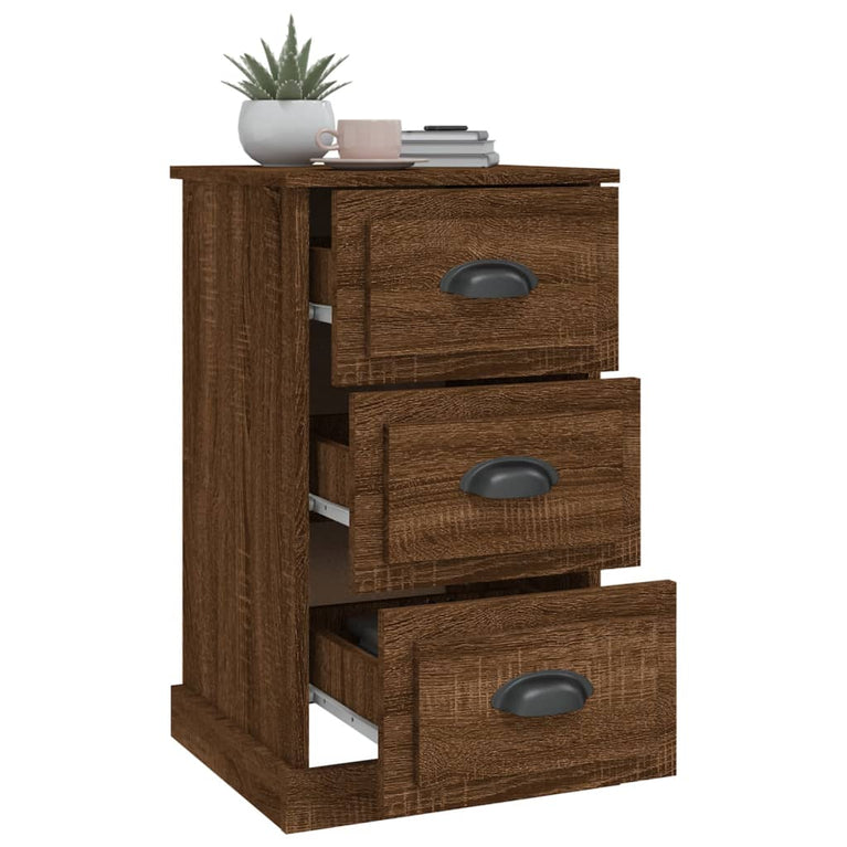 Nachtkastje 39x39x67 cm bewerkt hout bruin eikenkleur MeubelReus