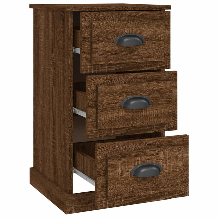 Nachtkastje 39x39x67 cm bewerkt hout bruin eikenkleur MeubelReus