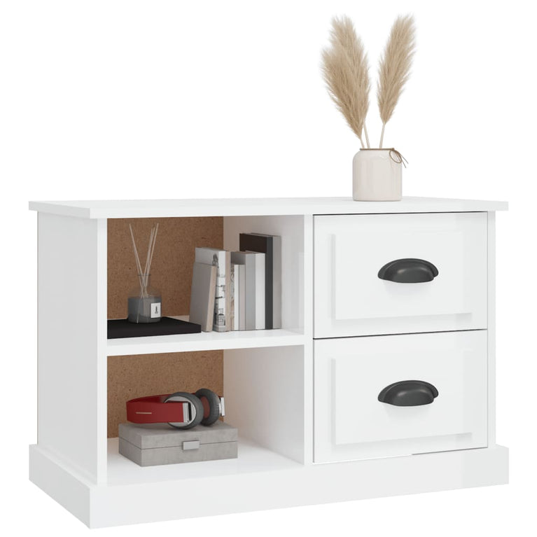 Tv-meubel 73x35,5x47,5 cm bewerkt hout hoogglans wit MeubelReus