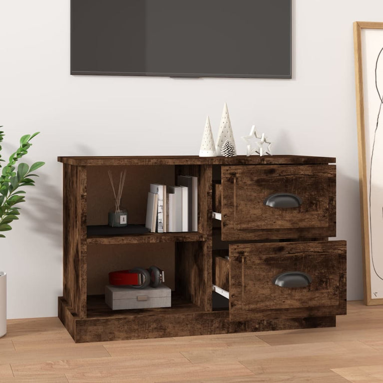 Tv-meubel 73x35,5x47,5 cm bewerkt hout gerookt eikenkleurig MeubelReus