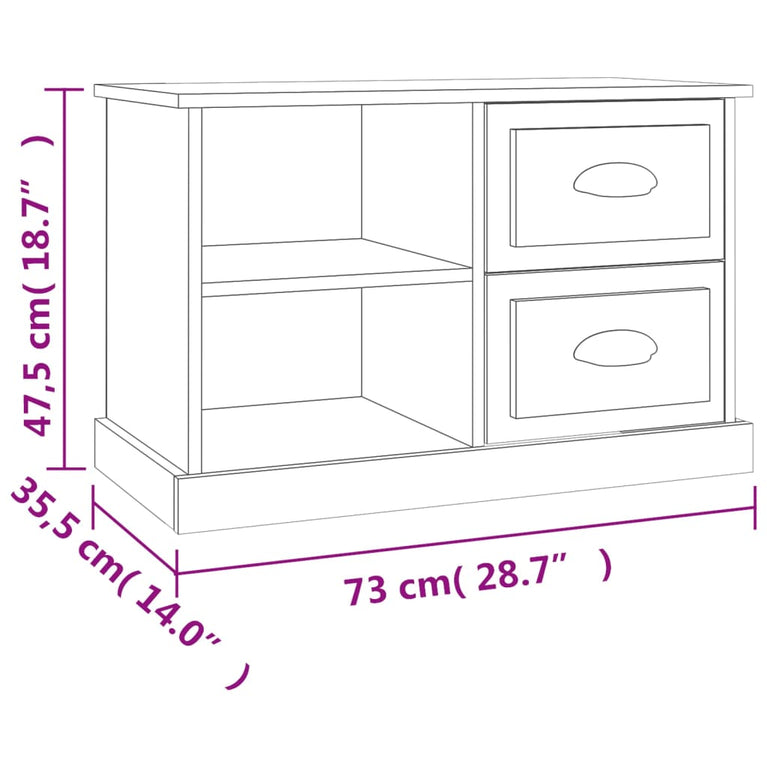 Tv-meubel 73x35,5x47,5 cm bewerkt hout gerookt eikenkleurig MeubelReus