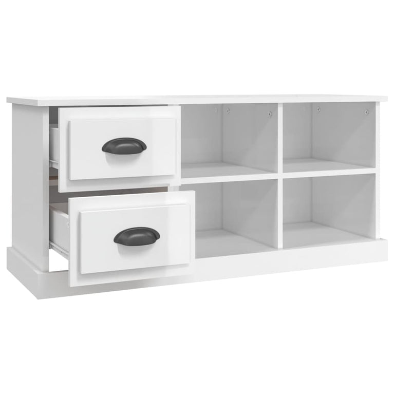 Tv-meubel 102x35,5x47,5 cm bewerkt hout hoogglans wit MeubelReus