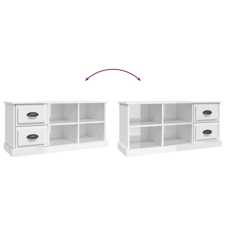 Tv-meubel 102x35,5x47,5 cm bewerkt hout hoogglans wit MeubelReus