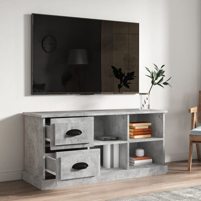 Tv-meubel 102x35,5x47,5 cm bewerkt hout betongrijs MeubelReus