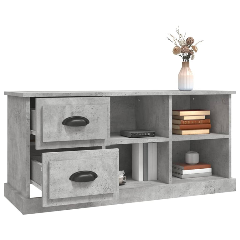 Tv-meubel 102x35,5x47,5 cm bewerkt hout betongrijs MeubelReus