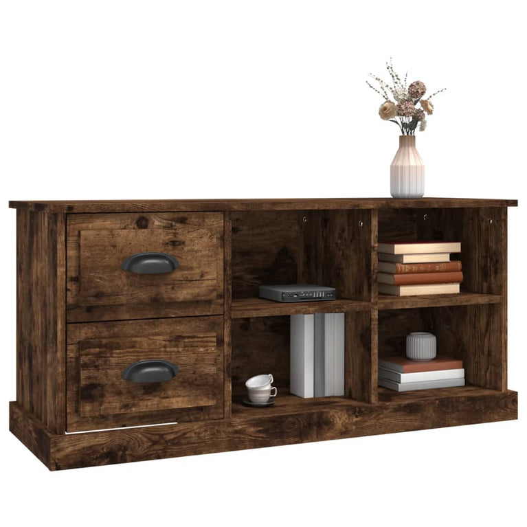 Tv-meubel 102x35,5x47,5 cm bewerkt hout gerookt eikenkleurig MeubelReus
