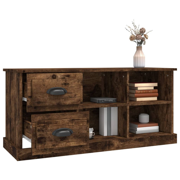 Tv-meubel 102x35,5x47,5 cm bewerkt hout gerookt eikenkleurig MeubelReus