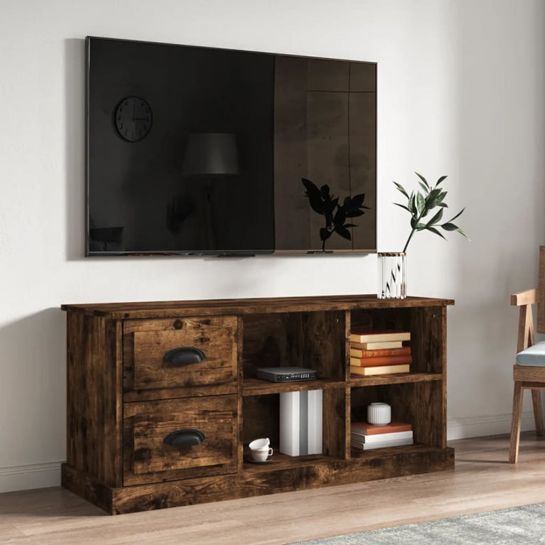 Tv-meubel 102x35,5x47,5 cm bewerkt hout gerookt eikenkleurig MeubelReus