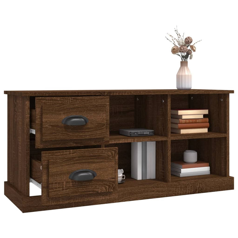 Tv-meubel 102x35,5x47,5 cm bewerkt hout bruin eikenkleur MeubelReus