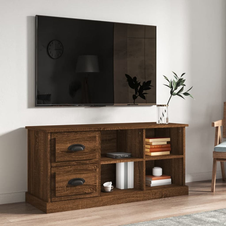 Tv-meubel 102x35,5x47,5 cm bewerkt hout bruin eikenkleur MeubelReus