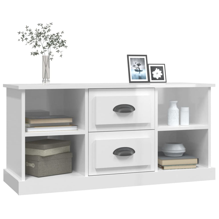 Tv-meubel 99,5x35,5x48 cm bewerkt hout hoogglans wit MeubelReus