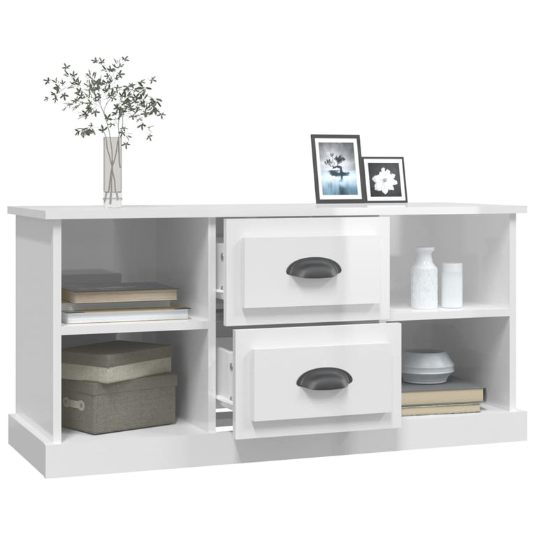 Tv-meubel 99,5x35,5x48 cm bewerkt hout hoogglans wit MeubelReus
