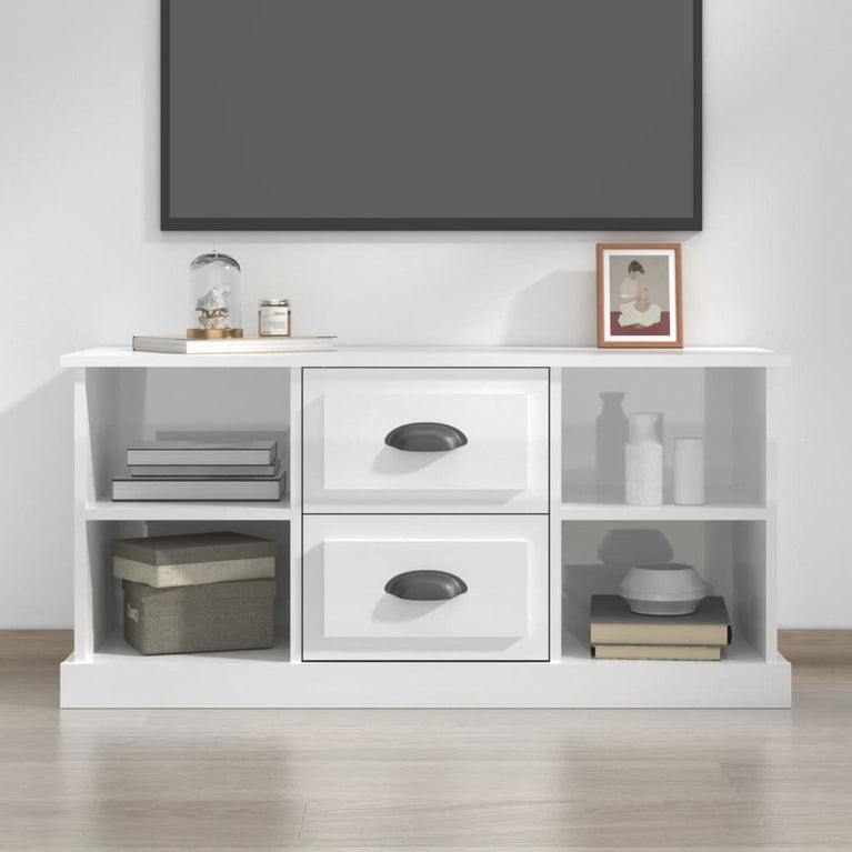 Tv-meubel 99,5x35,5x48 cm bewerkt hout hoogglans wit MeubelReus