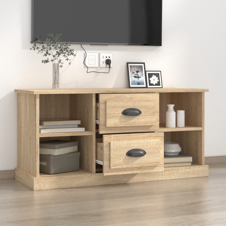 Tv-meubel 99,5x35,5x48 cm bewerkt hout sonoma eikenkleurig MeubelReus