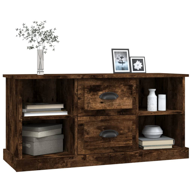 Tv-meubel 99,5x35,5x48 cm bewerkt hout gerookt eikenkleurig MeubelReus