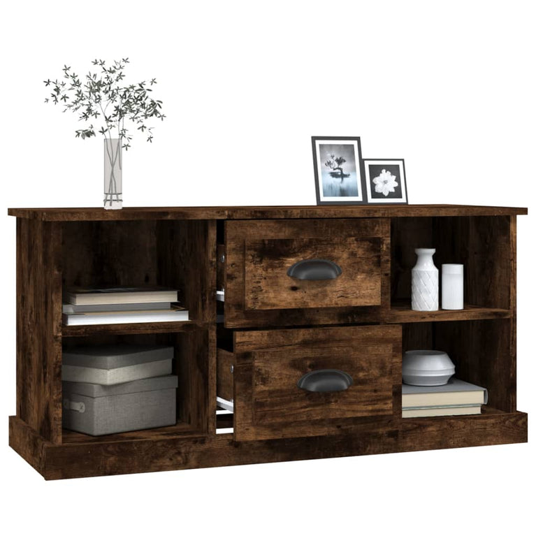 Tv-meubel 99,5x35,5x48 cm bewerkt hout gerookt eikenkleurig MeubelReus