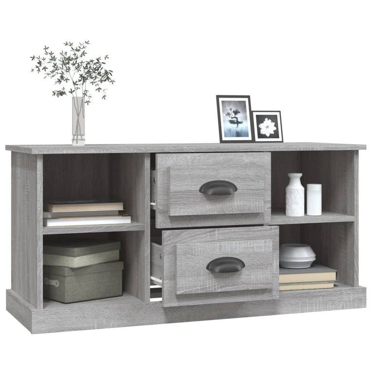 Tv-meubel 99,5x35,5x48 cm bewerkt hout grijs sonoma eikenkleur MeubelReus