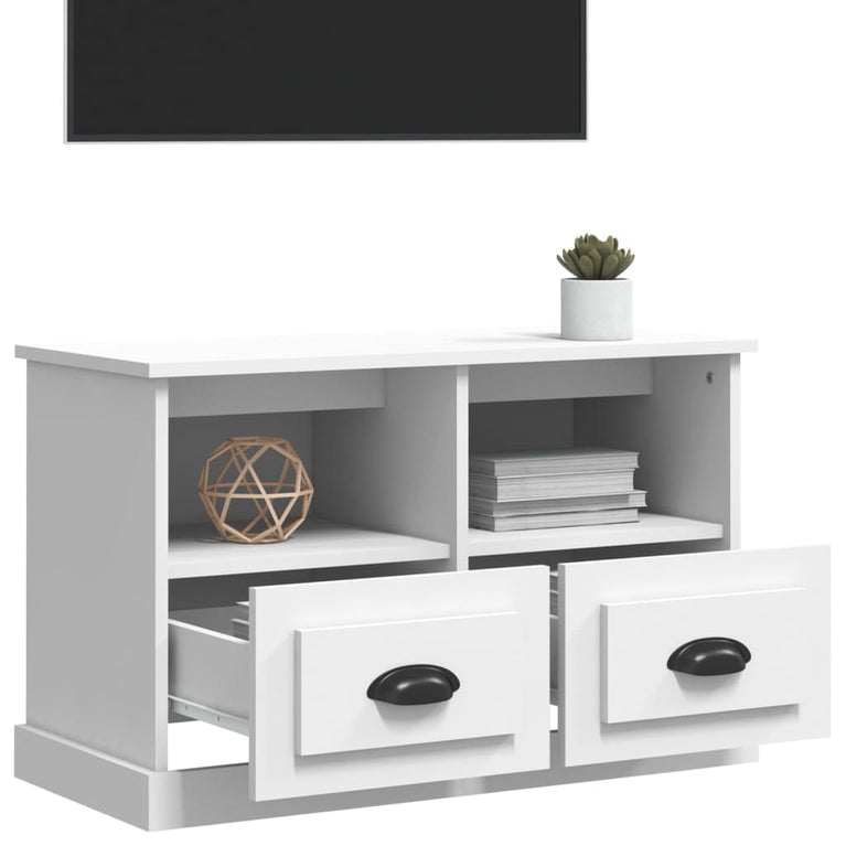 Tv-meubel 80x35x50 cm bewerkt hout wit MeubelReus