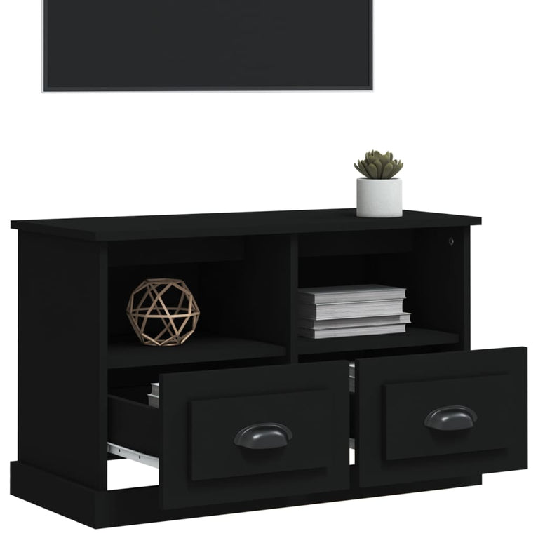 Tv-meubel 80x35x50 cm bewerkt hout zwart MeubelReus